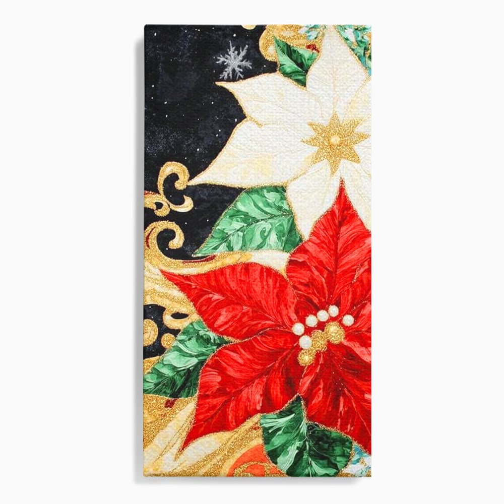 Tablou canvas cu tablou canvas cu craciunite rosii si albe, fara rama, pe sasiu de lemn